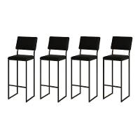 Kit 4 Banquetas Com Encosto Industrial E Moderna Nina Preto E Corino Preto - 1