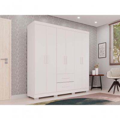 Guarda Roupa Casal Estrela Premium 6 Portas de Bater 2 Gavetas Cinamomo-Off-White MDP