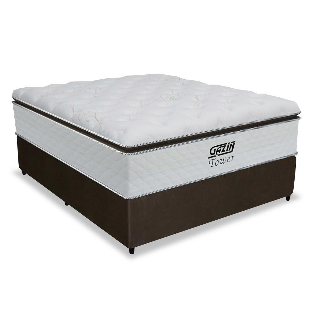 Cama Box Casal Colchão De Molas Ensacadas Tower Gazin 138x188x72cm Branco / Marrom única - 1