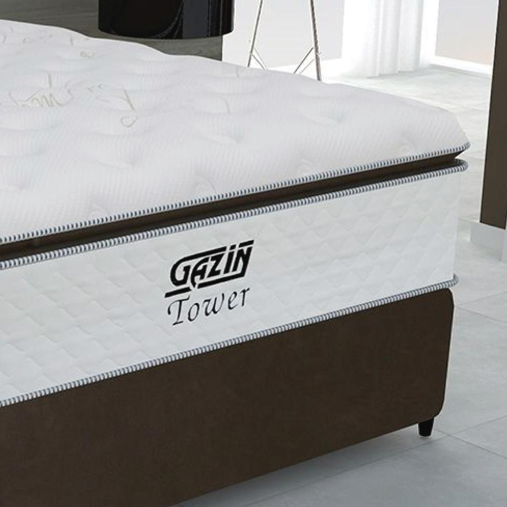 Cama Box Casal Colchão De Molas Ensacadas Tower Gazin 138x188x72cm Branco / Marrom única - 8