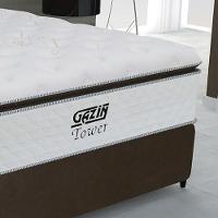 Cama Box Casal Colchão De Molas Ensacadas Tower Gazin 138x188x72cm Branco / Marrom única - 8