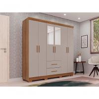 Guarda-roupa Casal 6 Portas 2 Gavetas Com Espelho Estrela Premium Salleto Cinamomo/off White - 7