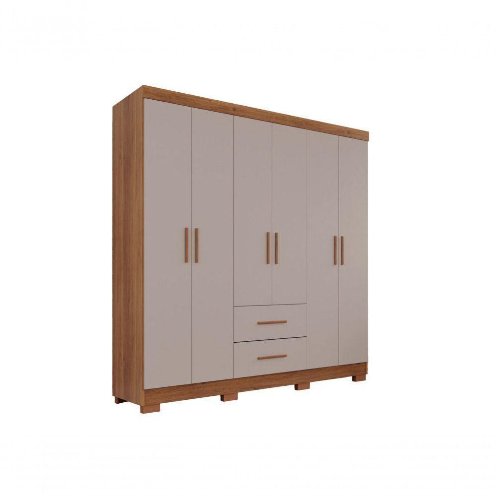 Guarda-roupa Casal 6 Portas 2 Gavetas Estrela Premium Salleto Cinamomo/off White - 1