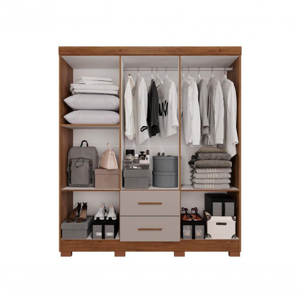 Guarda-roupa Casal 6 Portas 2 Gavetas Estrela Premium Salleto Cinamomo/off White - 2