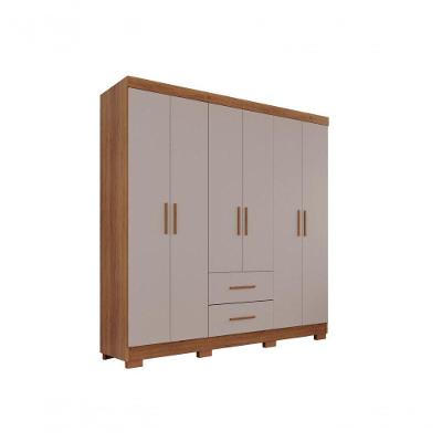 Guarda-roupa Casal 6 Portas 2 Gavetas Estrela Premium Salleto Cinamomo/off White