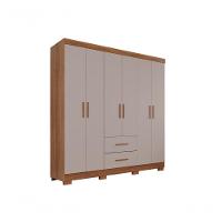 Guarda-roupa Casal 6 Portas 2 Gavetas Estrela Premium Salleto Cinamomo/off White - 1