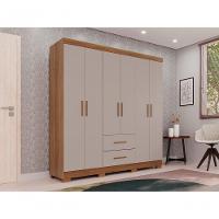 Guarda-roupa Casal 6 Portas 2 Gavetas Estrela Premium Salleto Cinamomo/off White - 6