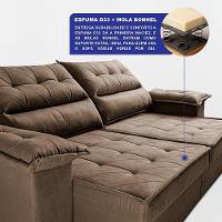 Sofá Retrátil E Reclinável 2,10m Com Molas E Espuma D33 Thunder. Velusoft Cama Inbox Castor