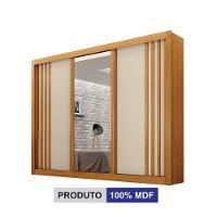 Guarda-roupa Casal 100% Mdf 3 Portas 4 Gavetas Com 3 Espelhos Milano Leifer Móveis Cinamomo/off White - 3
