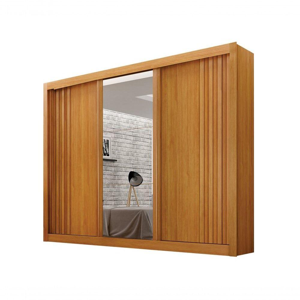 Guarda-roupa Casal 100% Mdf 3 Portas 4 Gavetas Com 3 Espelhos Milano Leifer Móveis Cinamomo - 1