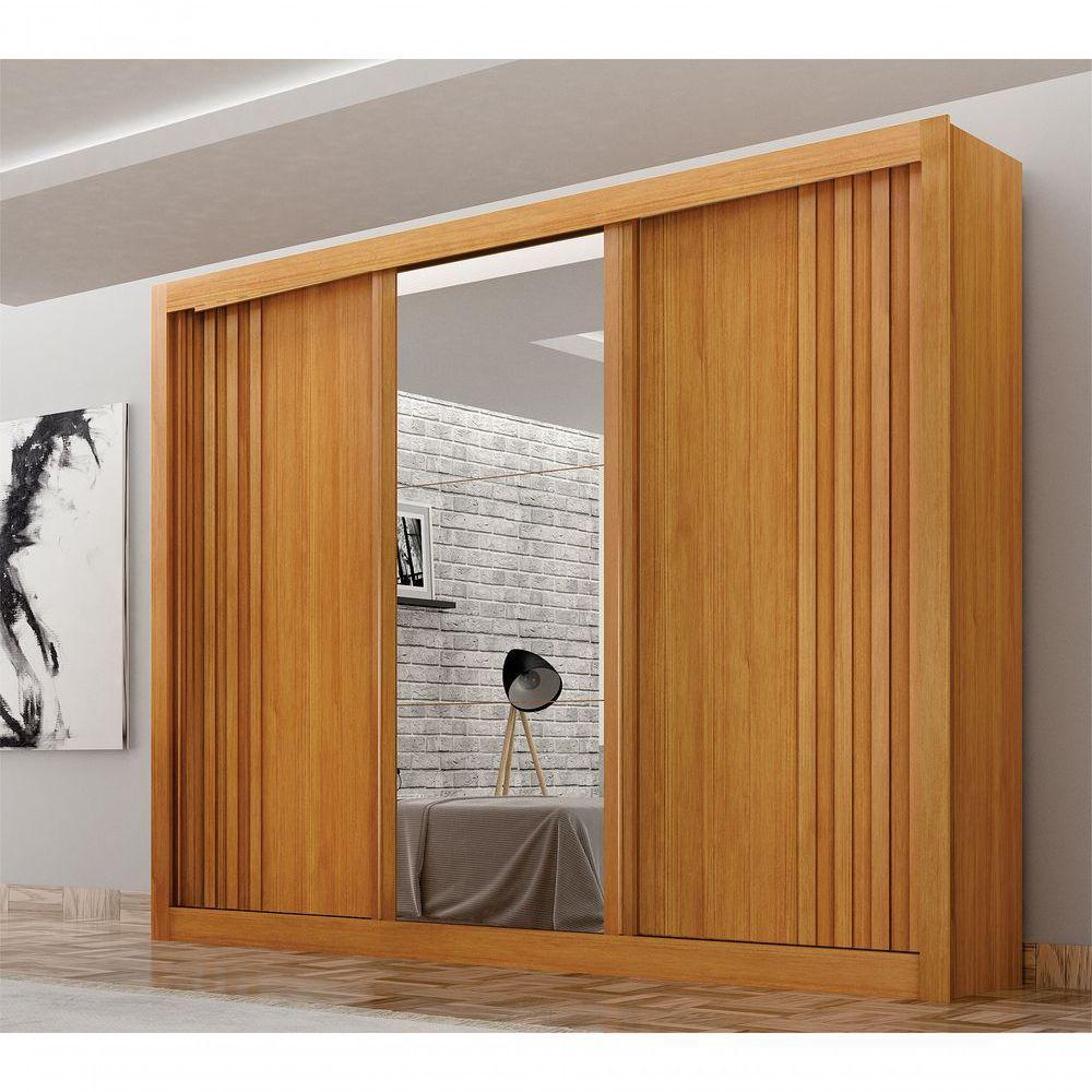 Guarda-roupa Casal 100% Mdf 3 Portas 4 Gavetas Com 3 Espelhos Milano Leifer Móveis Cinamomo - 5