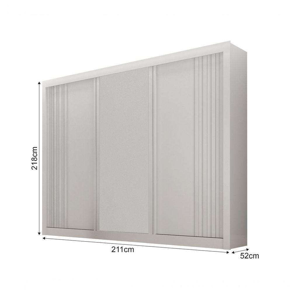 Guarda-roupa Casal 100% Mdf 3 Portas 4 Gavetas Com 3 Espelhos Milano Leifer Móveis Branco - 2