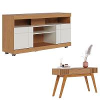 Rack Bancada Yara Freijó Off White Com Aparador Riviera Freijó – Colibri - 1