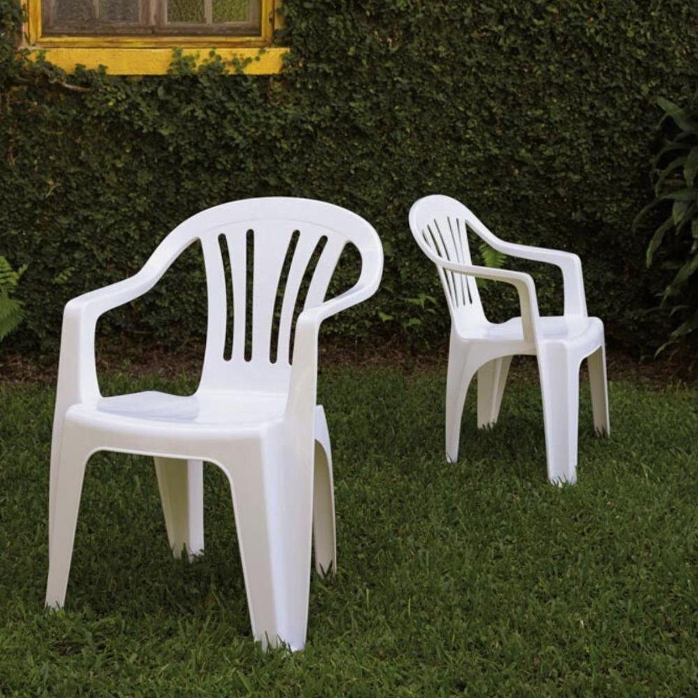 Kit 4 Cadeiras Poltrona Plástica Empilhavel Reforçada Branca 182kg Mor - 8