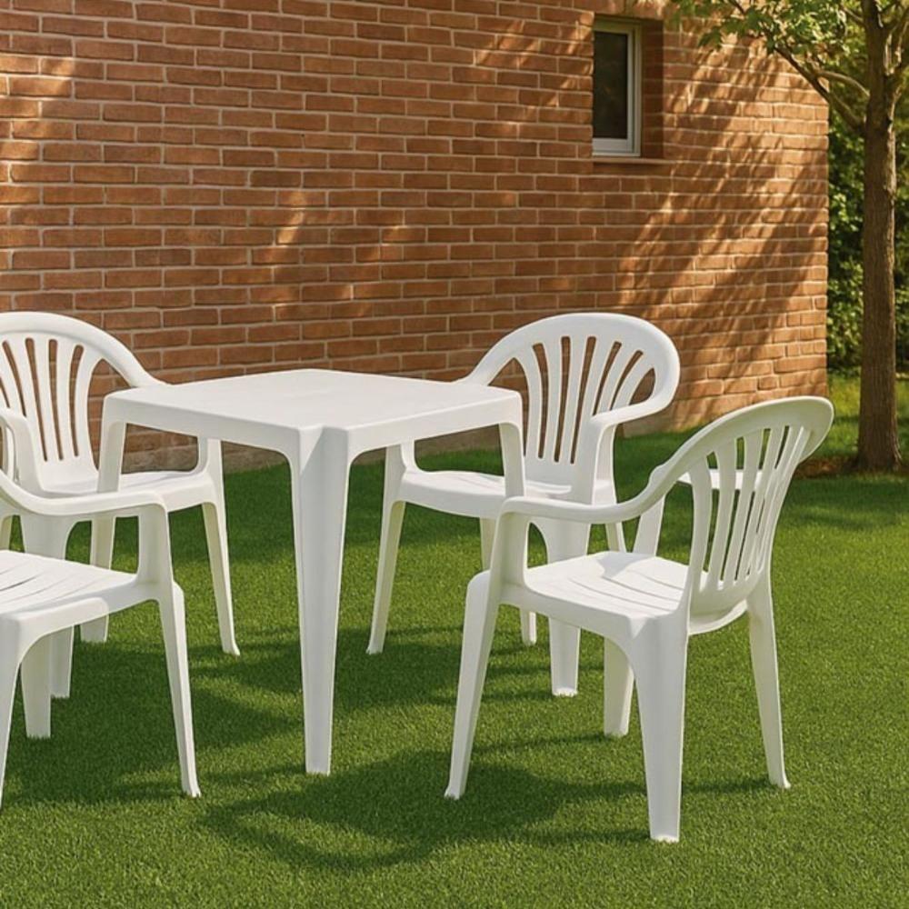 Kit 4 Cadeiras Poltrona Plástica Empilhavel Reforçada Branca 182kg Mor - 9