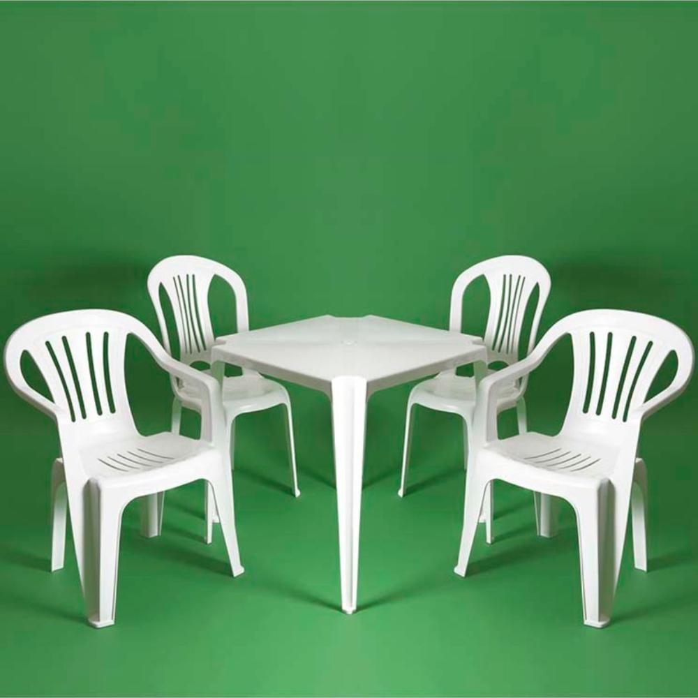 Kit 4 Cadeiras Poltrona Plástica Empilhavel Reforçada Branca 182kg Mor - 10