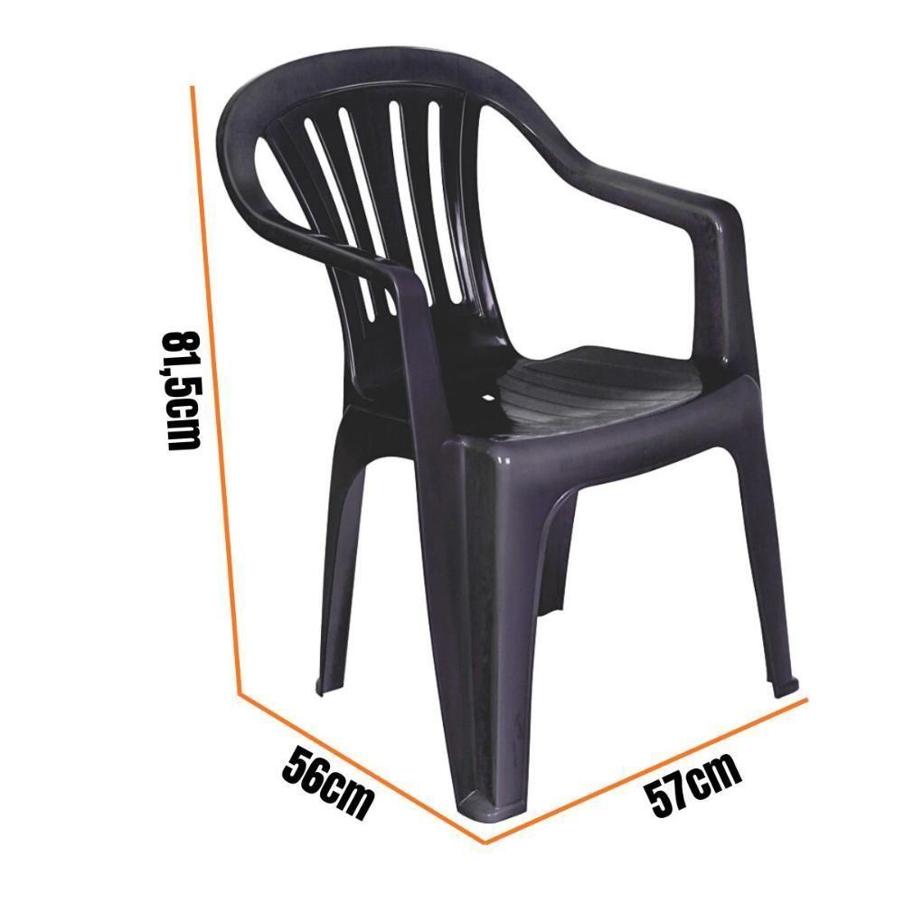 Kit 2 Cadeiras Poltrona Plástica Empilhavel Reforçada 182kg Mor - 6