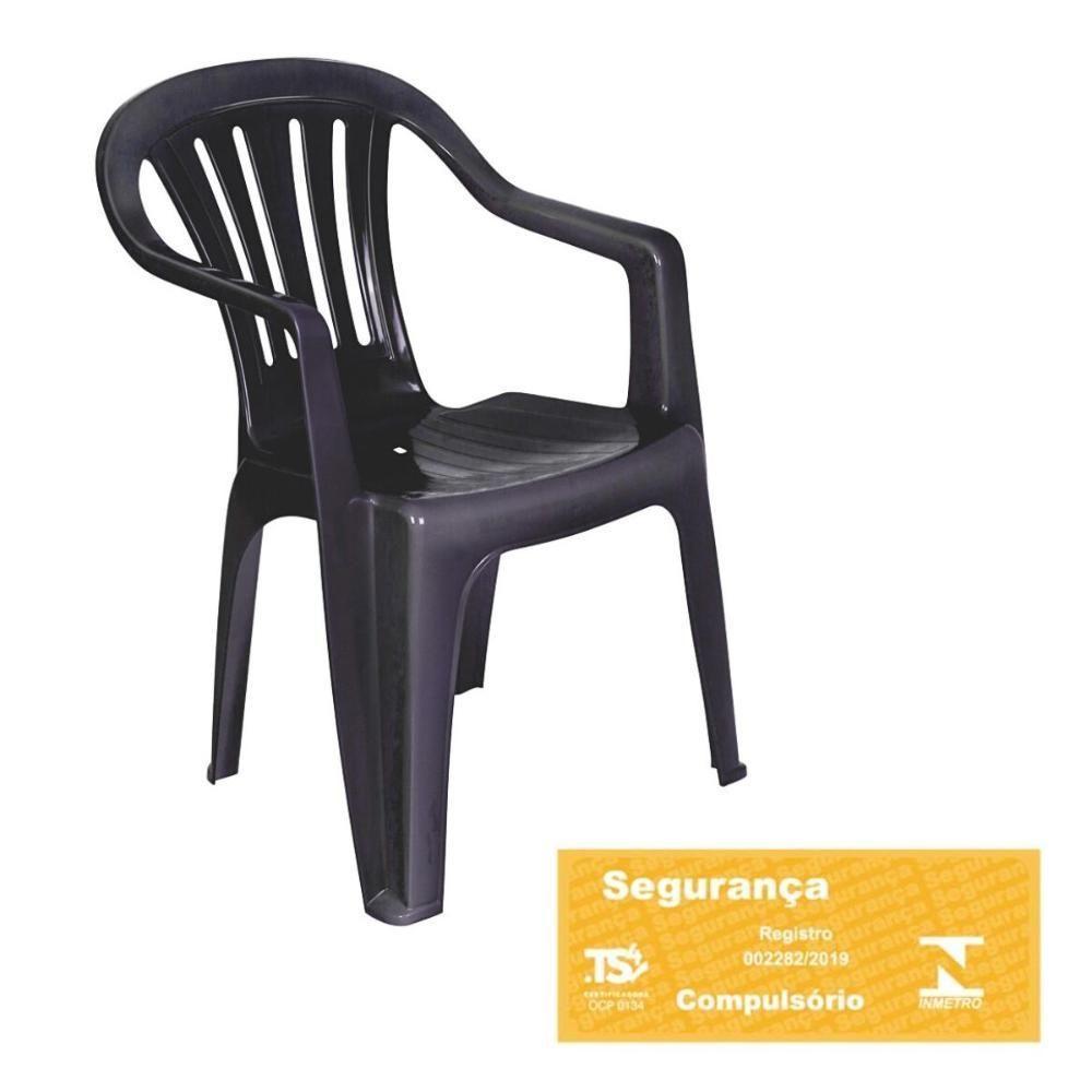 Kit 2 Cadeiras Poltrona Plástica Empilhavel Reforçada 182kg Mor - 7