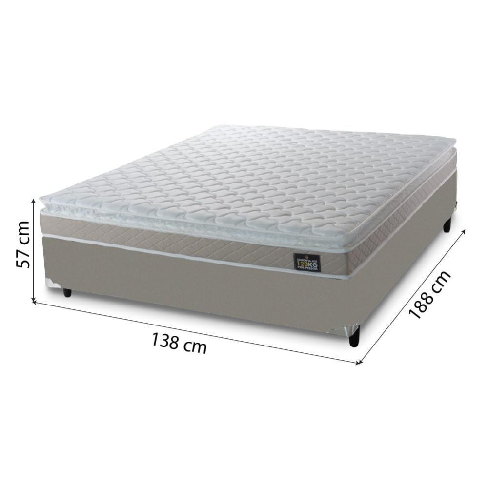Cama Box Casal Colchão De Espuma D33 Millenium Pillow Top 138x188x57cm Bege Bege - 3