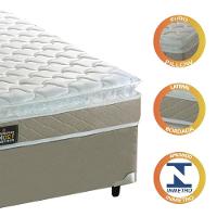 Cama Box Casal Colchão De Espuma D33 Millenium Pillow Top 138x188x57cm Bege Bege - 2