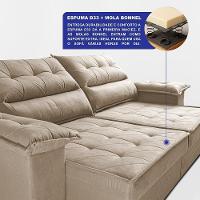 Sofá Retrátil E Reclinável 2,40m Com Molas E Espuma D33 Thunder. Velusoft Cama Inbox Bege
