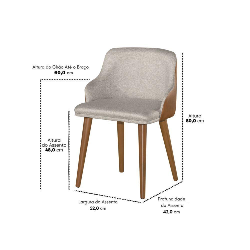 Kit 2 Banqueta Million Tecido Linho C/ Couro Pés Em Madeira - 2