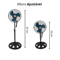 Ventilador Silencioso Pedestal Coluna 3 Velocidades Altura Ajustável 87cm 10pol 3 Pas 60w 60hz 110V - 6