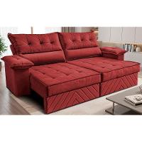 Sofá Retrátil E Reclinável 2,10m Com Molas E Espuma D33 Thunder. Velusoft Cama Inbox Vermelho - 1
