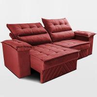 Sofá Retrátil E Reclinável 2,10m Com Molas E Espuma D33 Thunder. Velusoft Cama Inbox Vermelho - 8