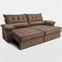 Sofá Retrátil E Reclinável 2,40m Com Molas E Espuma D33 Thunder. Velusoft Cama Inbox Castor - 7