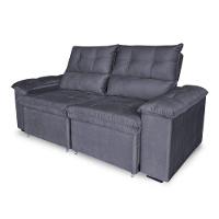 Sofá Retrátil E Reclinável 2 Lugares Verona 1,50m- Élpis Móveis Veludo Cinza - 1