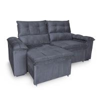 Sofá Retrátil E Reclinável 2 Lugares Verona 1,50m- Élpis Móveis Veludo Cinza