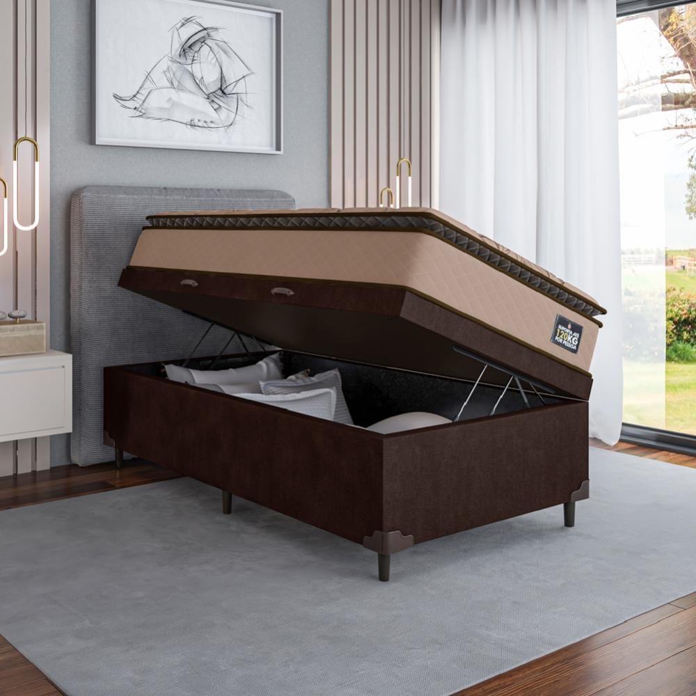 Cama Box Baú Solteiro Colchão Espuma D33 Pillow Van Gogh 88x188x70cm Marrom Suporta Até 120kg Marrom - 6