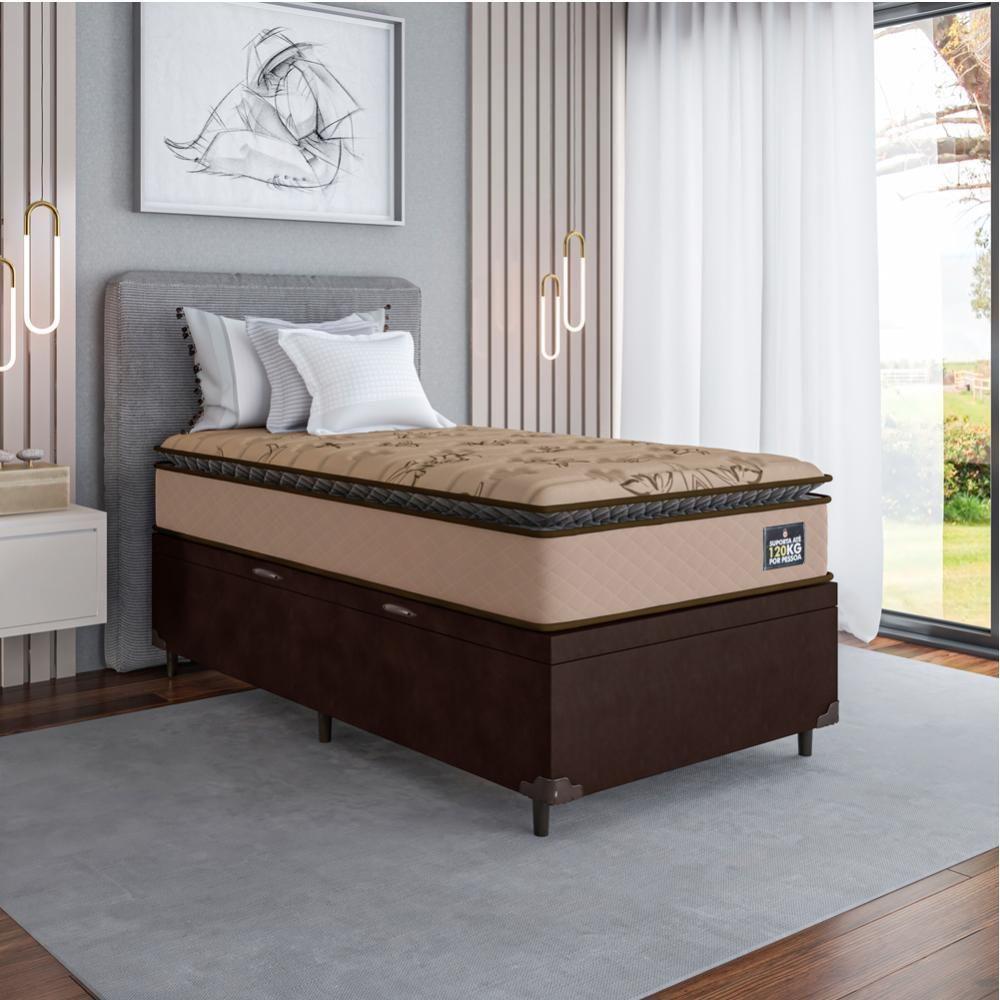 Cama Box Baú Solteiro Colchão Espuma D33 Pillow Van Gogh 88x188x70cm Marrom Suporta Até 120kg Marrom - 7