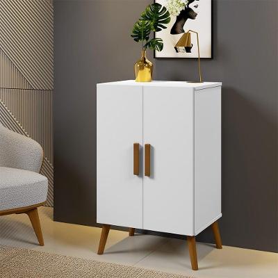 Sapateira Cali Em Mdf Base Madeira 2 Portas E 3 Prateleiras Cor:branco