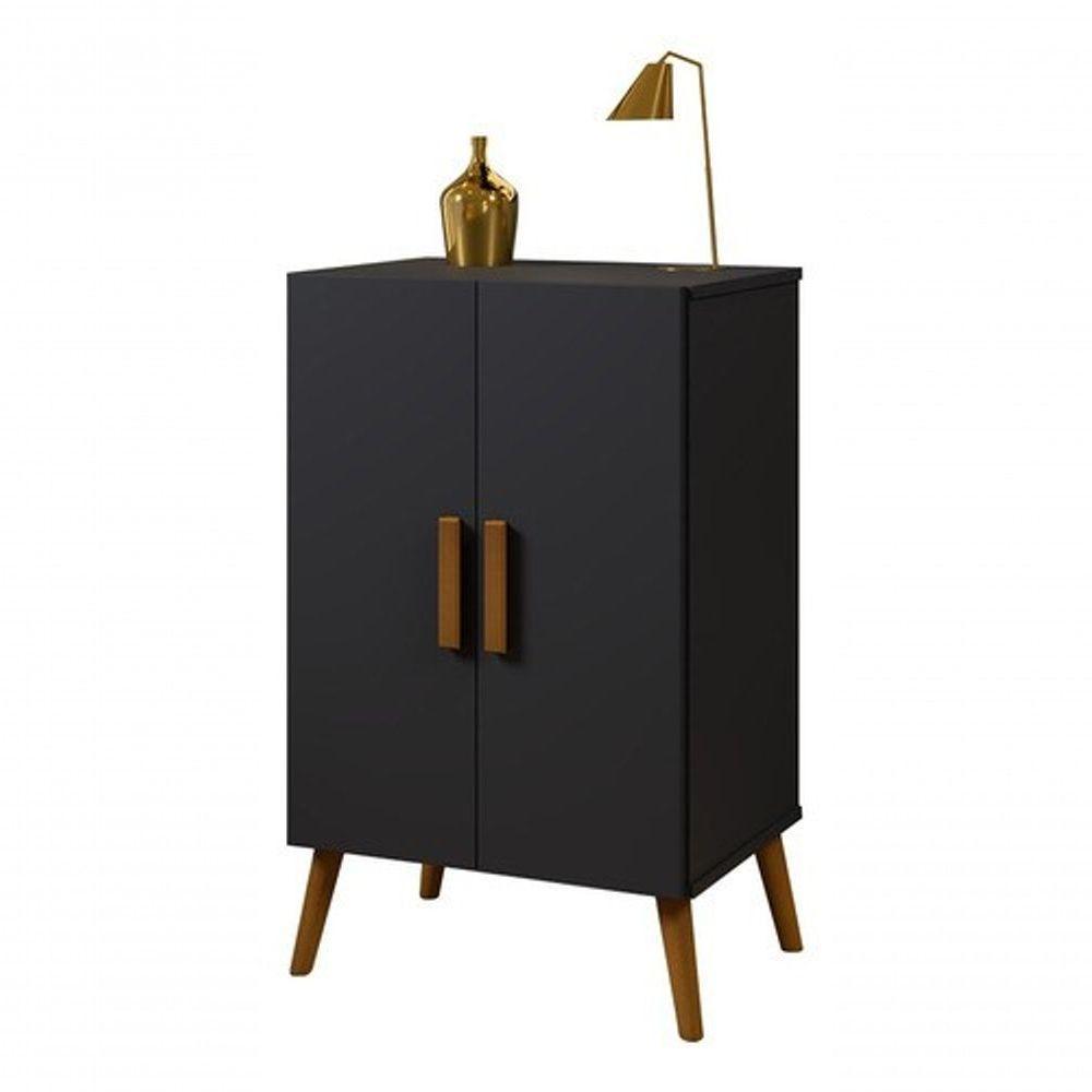 Sapateira Cali Em Mdf Base Madeira 2 Portas E 3 Prateleiras Cor:preto - 3