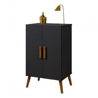 Sapateira Cali Em Mdf Base Madeira 2 Portas E 3 Prateleiras Cor:preto - 3