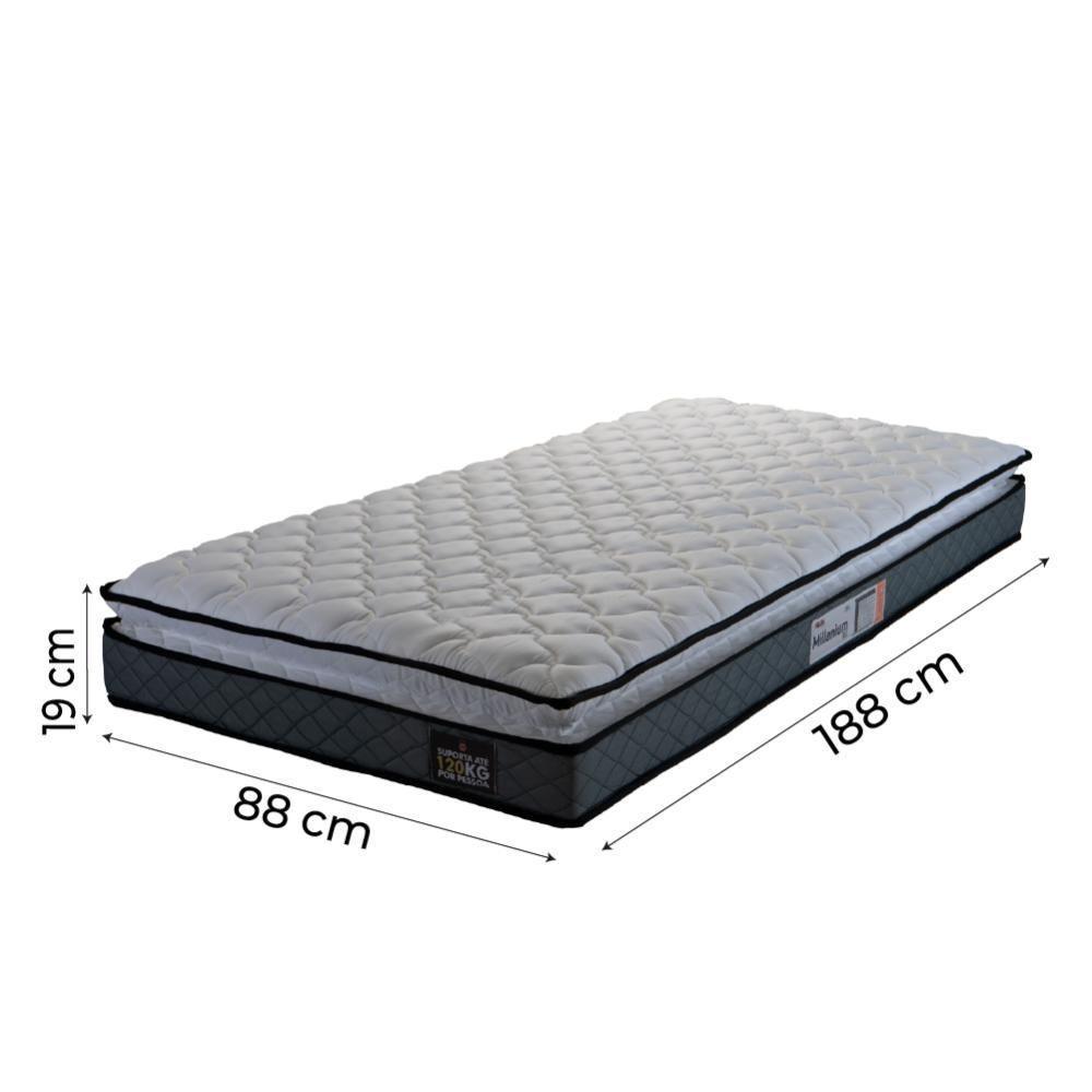 Cama Box Baú Solteiro Colchão Espuma D33 Pillow 88x188x60cm Cinza/preto Suporta Até 120kg Preto - 4