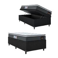 Cama Box Baú Solteiro Colchão Espuma D33 Pillow 88x188x60cm Cinza/preto Suporta Até 120kg Preto - 1