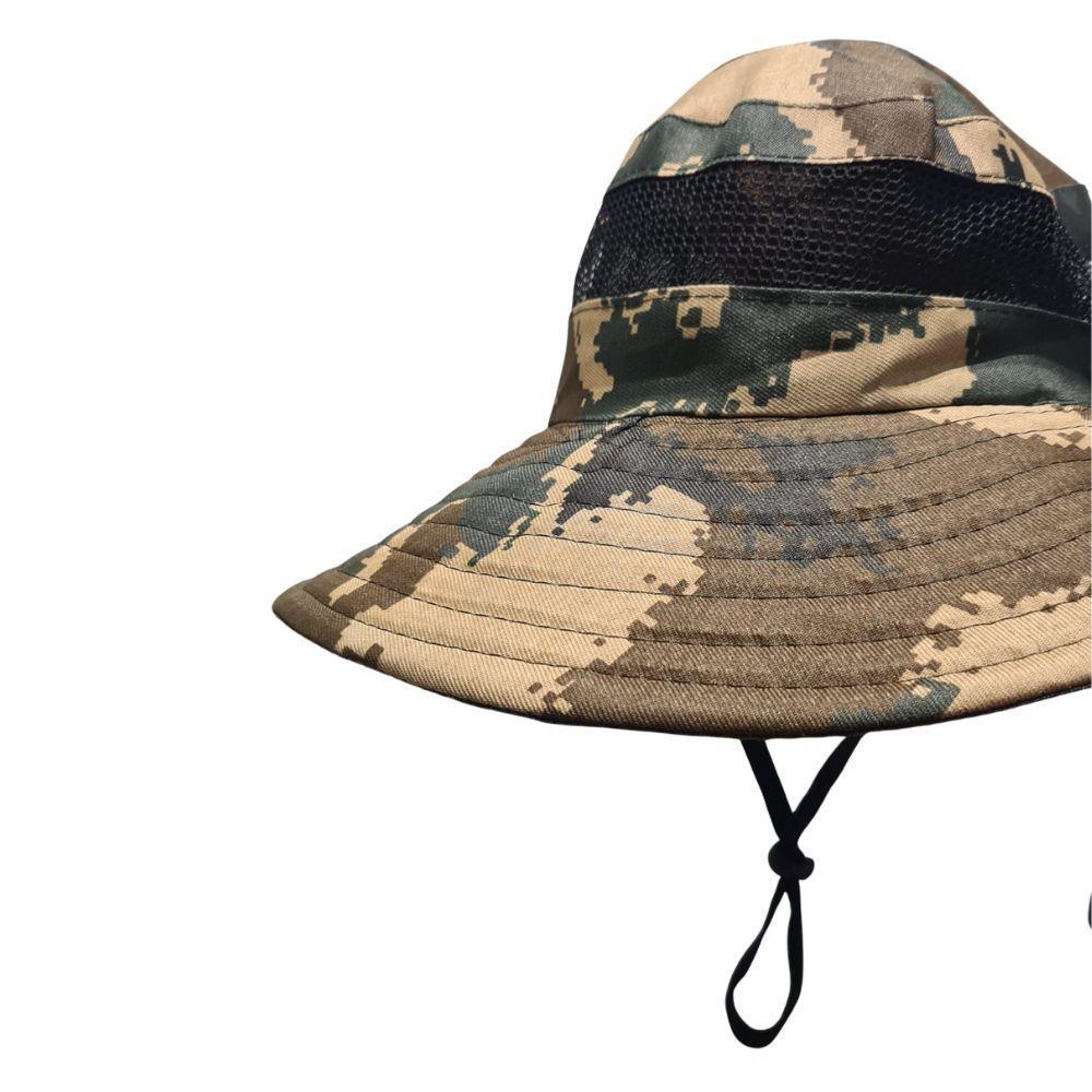 Chapéu Camuflado Australiano Canavieiro Respirável Pesca Marrom - 3