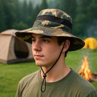 Chapéu Camuflado Australiano Canavieiro Respirável Pesca Marrom - 6