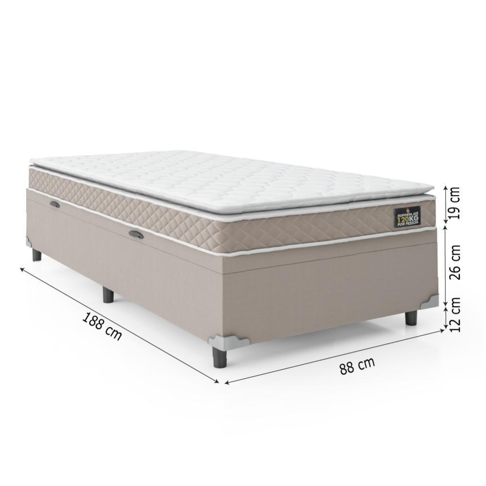 Cama Box Baú Solteiro Colchão D33 Pillow Top Millenium 88x188x57cm Bege Suporta Até 100kg Por Pessoa Bege - 3