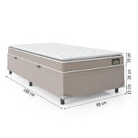 Cama Box Baú Solteiro Colchão D33 Pillow Top Millenium 88x188x57cm Bege Suporta Até 100kg Por Pessoa Bege - 3