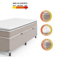 Cama Box Baú Solteiro Colchão D45 Com Pillow Top Hellen Strong Bege 88x188x65cm Bege - 2