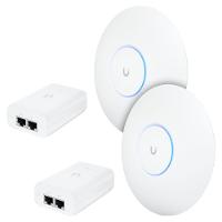 2 Roteadores Wifi 6 Access Point 5.3 Gbps + 2 Injetores Poe+ 2 U6 Pro Ubiquiti Com 2 Fontes 48v 30w