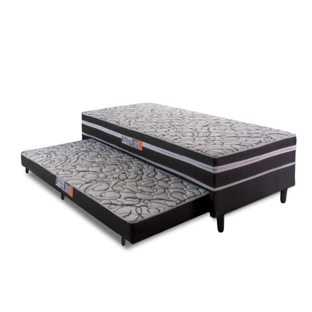 Cama Box Solteiro Com Cama Auxiliar 88X188X41Cm Cinza/Preto - 1