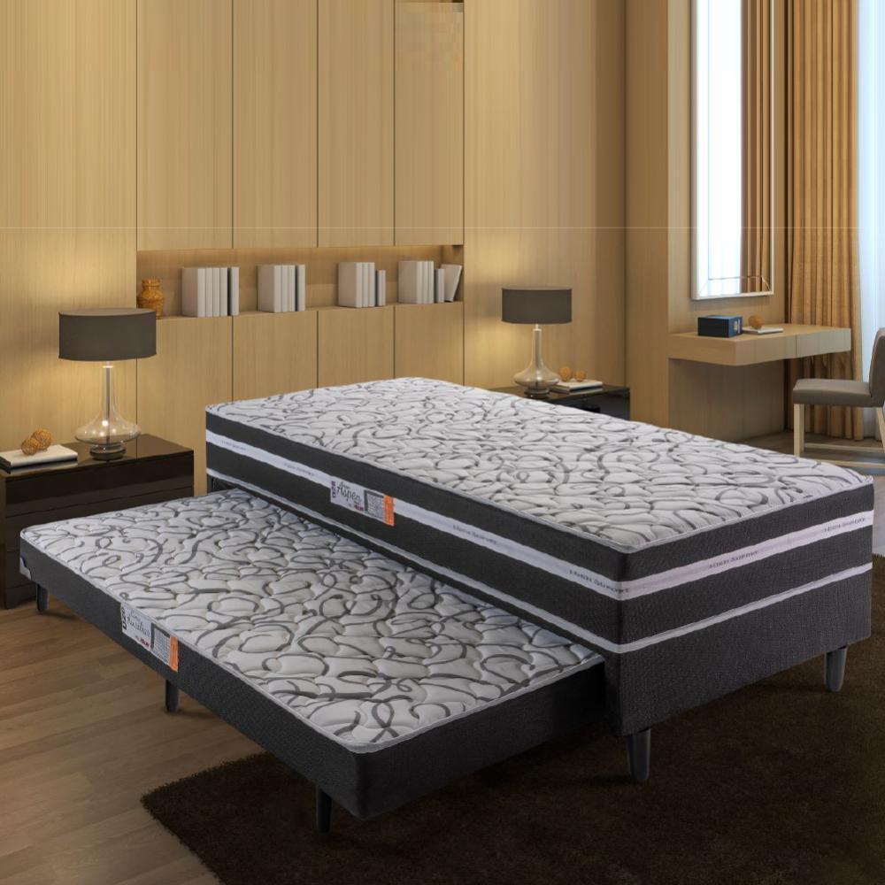 Cama Box Solteiro Com Cama Auxiliar 88X188X41Cm Cinza/Preto - 2