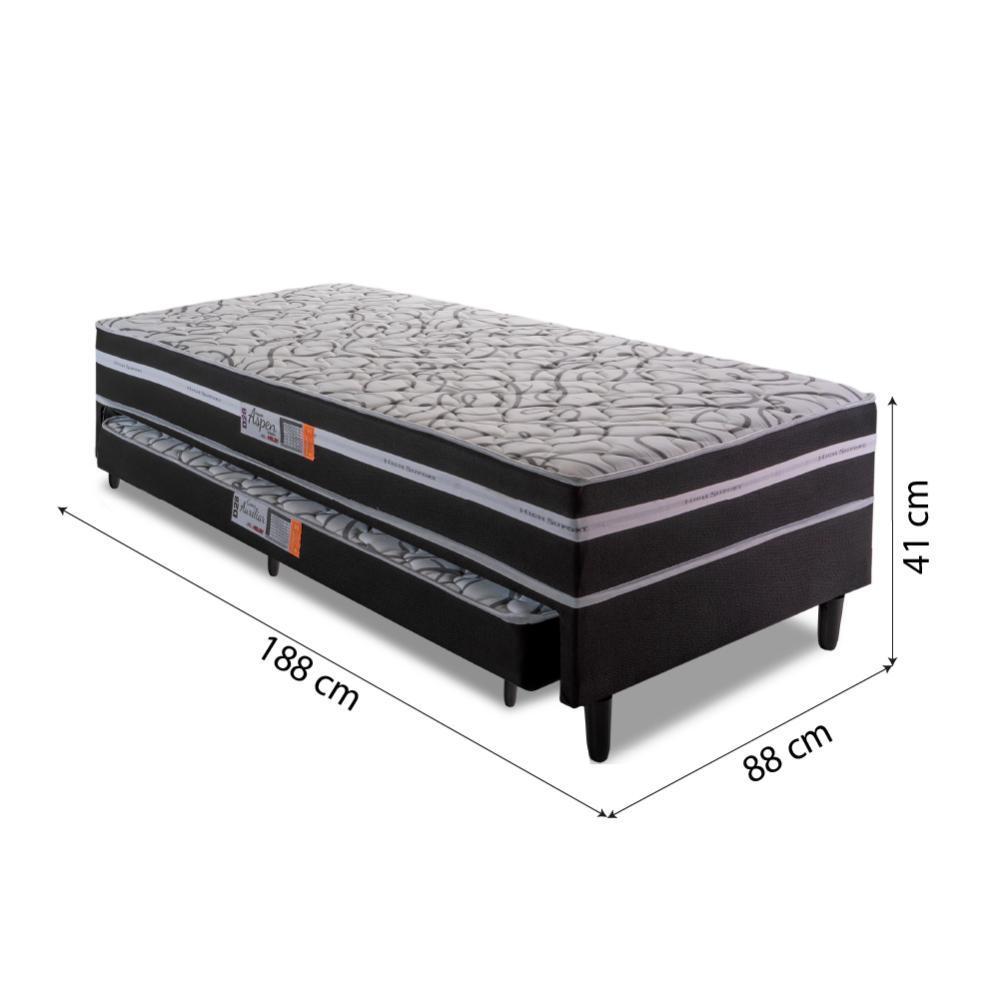 Cama Box Solteiro Com Cama Auxiliar 88X188X41Cm Cinza/Preto - 4