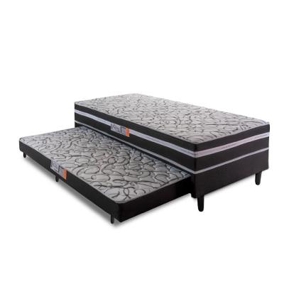Cama Box Solteiro Com Cama Auxiliar 88X188X41Cm Cinza/Preto
