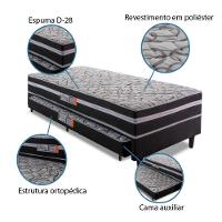 Cama Box Solteiro Com Cama Auxiliar 88X188X41Cm Cinza/Preto - 3